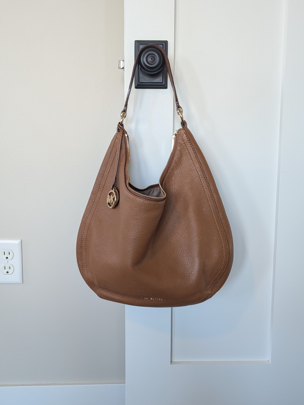 Michael Kors Brown Pebbled Leather Hobo Bag
